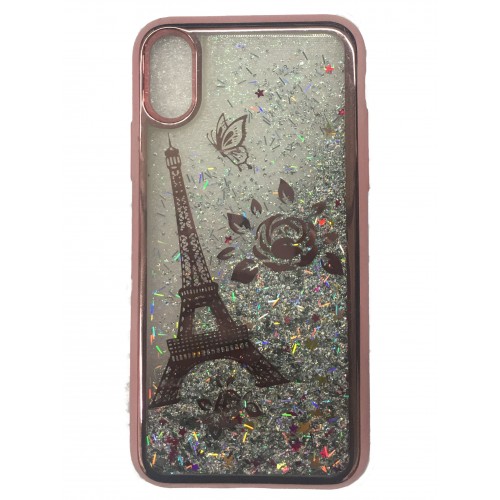 iPXr Waterfall Protective Case Rose Gold Eiffel Tower